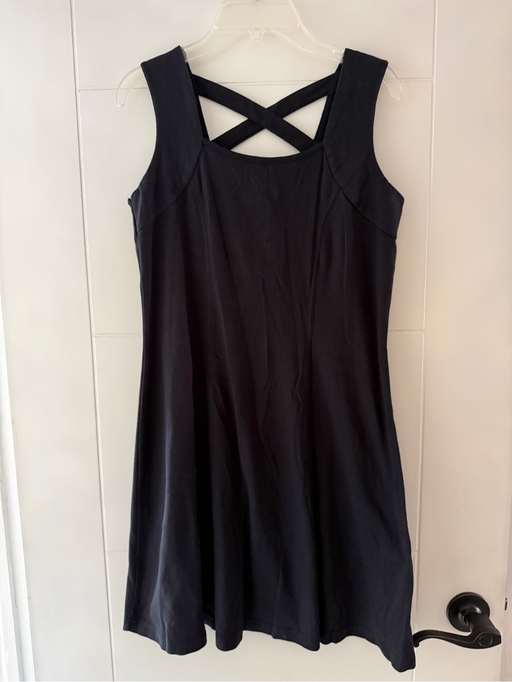 Black Sleeveless Dress with Cross-Back Detail